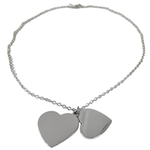 ❤️ Double Silver Heart Pendant Necklace - Picture 3 of 8